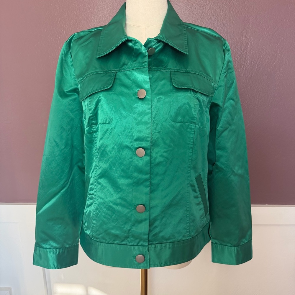 Chicos Green Shiny Jacket